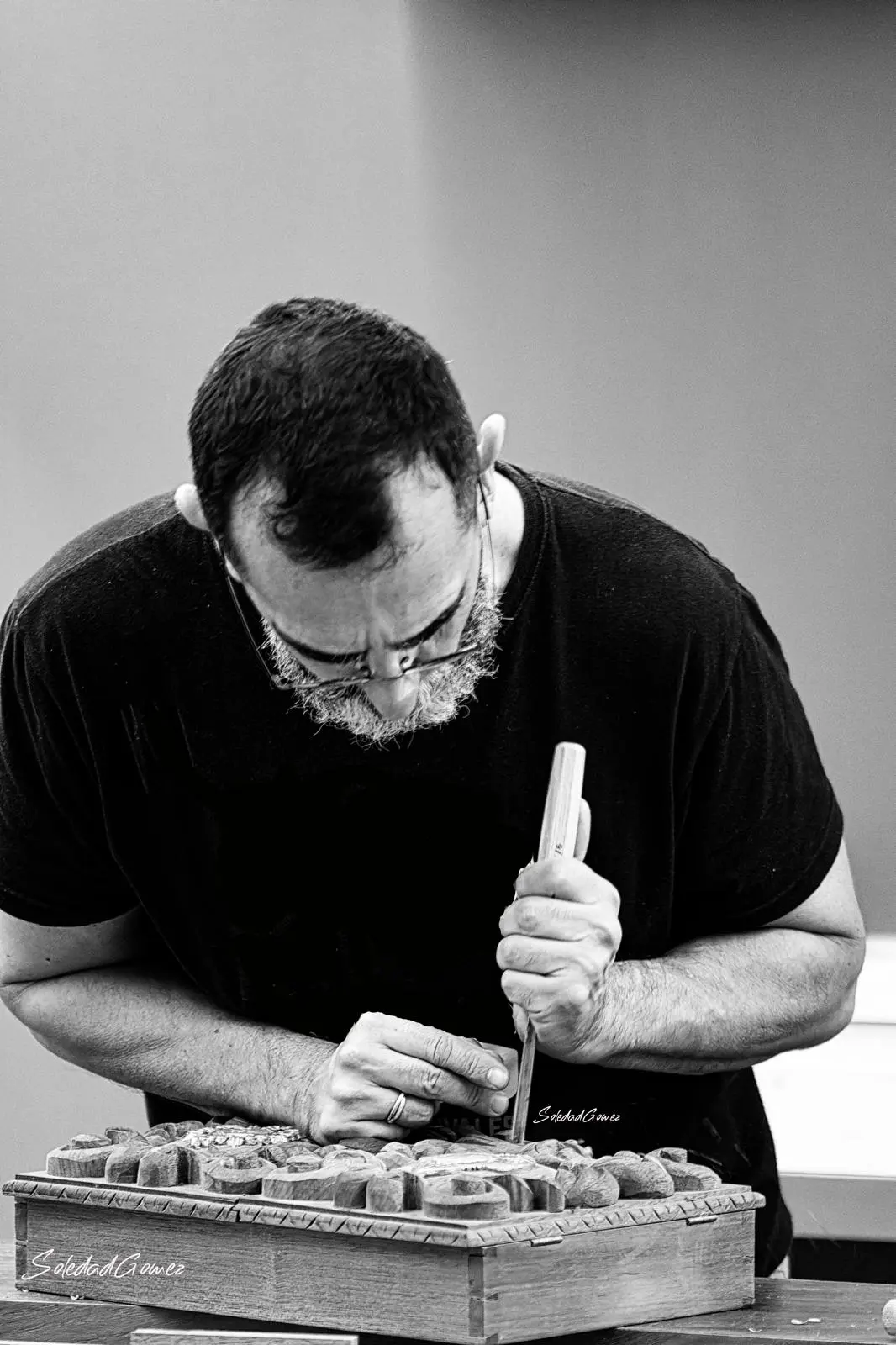 David Rebollo en el taller. Foto: Soledad Gómez